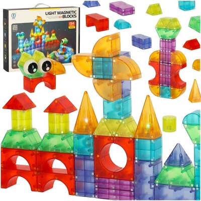IKO 3D stavebné magnetické kocky – svietiace, 134 ks