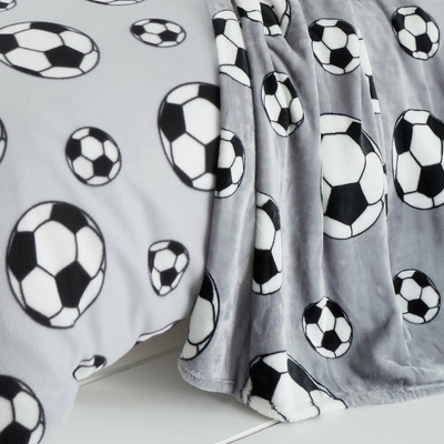 Catherine Lansfield mikroplyšová detská deka Football Sivá