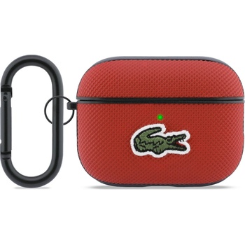 Lacoste Кожен кейс с карабинер за Apple AirPods Pro 3 - Lacoste PU Petit Pique Croc Logo Patch Case (червен) (LCAP3PVCR)