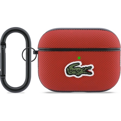 Lacoste Кожен кейс с карабинер за Apple AirPods Pro 3 - Lacoste PU Petit Pique Croc Logo Patch Case (червен) (LCAP3PVCR)