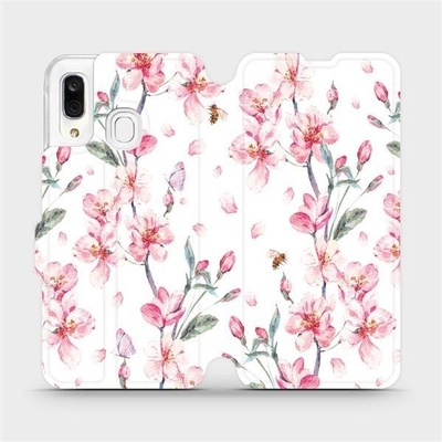 Pouzdro Mobiwear parádní flip Samsung Galaxy A40 - M124S Růžové květy