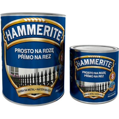 Hammerite kladívková farba priamo na zhrdzavovaný kov, odtieň čierny, 0,7 l + 0,25 l