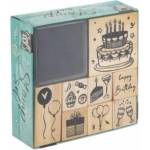 OMEGA TOYS Set of stamps, 8 stamps with ink insert