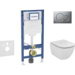 Geberit Duofix - Комплект за стенен монтаж, тоалетна Tesi и седалка softclose, бутон Sigma01, матов хром SANI11CD2134 (SANI11CD2134)