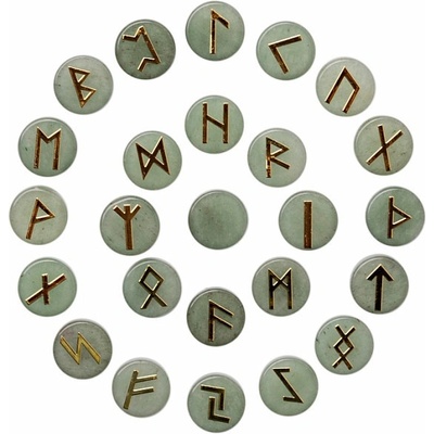 Nefertitis Sada runových kamenů ze zeleného avanturínu NF46649 - 25 x cca 1,7 cm