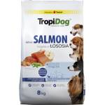 TropiDog Premium Adult Small Breeds, богат на сьомга и ориз, 8 кг