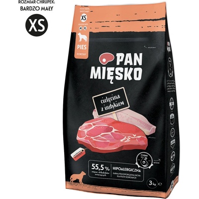 PAN MIĘSKO Telecí s krůtím masem XS 3 kg