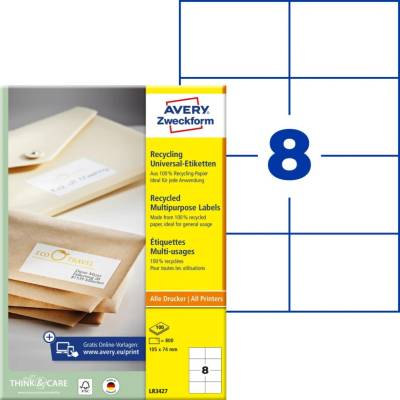 Avery Zweckform LR3427 Recyklované etikety 105x74 mm 800 ks bílé