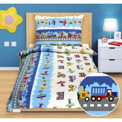 Bellatex bavlna obliečky Junior Lietadlá a autá 140x200 70x90