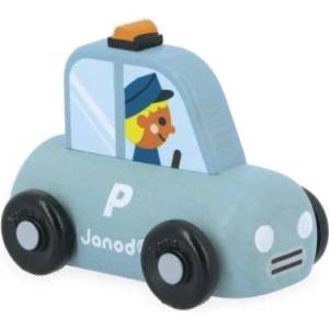 Janod Cross roads Дървена кола за бутане Полиция синьо (J05912)