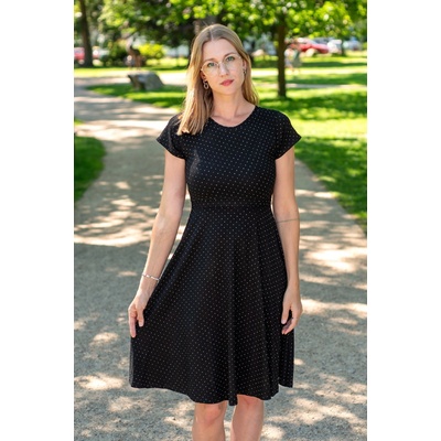 Jsem máma bambusové kojicí šaty černé s puntíky