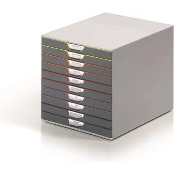 DURABLE Шкаф за документи, пластмасов, 10 чекмеджета, durable "varicolor 10", сив 761027 (761027)