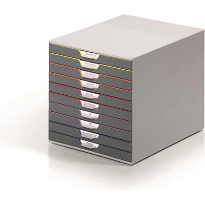 DURABLE Шкаф за документи, пластмасов, 10 чекмеджета, durable "varicolor 10", сив 761027 (761027)