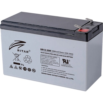 Ritar Оловна батерия RITAR, (HR12-36W) VRLA, 12V, 9Ah, 151/ 65/ 94 mm, Терминал2