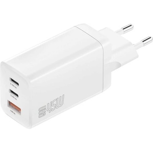 4smarts Захранване за ел. мрежа с USB-A и 2xUSB-C изходи с технология за бързо зареждане - 4smarts GaN Wall Charger PDPlug Trio 45W (бял) (540401)