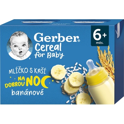 GERBER Mliečne ovsené vločky s banánom 2x200 ml