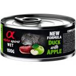Alpha Spirit Complete wet cat food - консерва за котки с Патица и ябълки, 93% месо и 4% плодове - 100 гр 6005309
