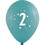 Globos Festival БАЛОНИ 10 БР. 12" - 30 СМ С ПЕЧАТ - ЦИФРА 2