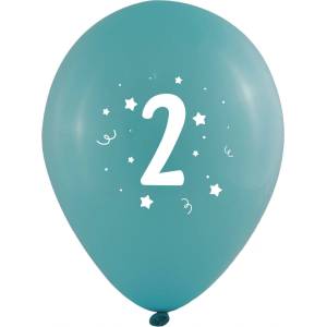 Globos Festival БАЛОНИ 10 БР. 12" - 30 СМ С ПЕЧАТ - ЦИФРА 2
