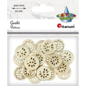 TITANUM Wooden buttons azure flower 20mm 20pcs