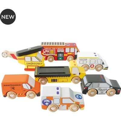Le Toy Van Set záchranných autíček s vrtulníkem