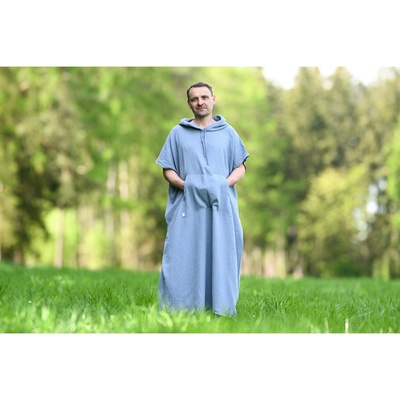 Nelly Mušelínové pončo pánské Šedomodrá – Zboží Mobilmania