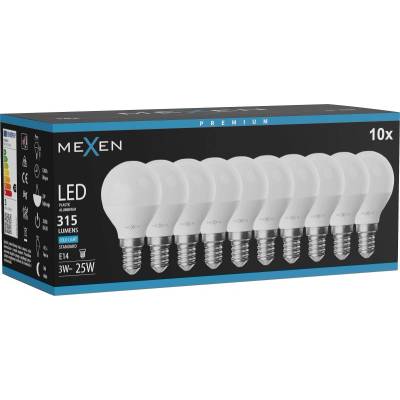 Mexen Nova 10x LED крушка E14, G45, 3W, Студена - 6500K, 315 lm - L101-E14-0365-01x10 (L101-E14-0365-01x10)