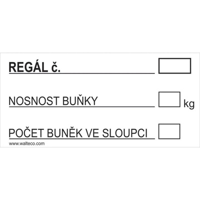 Walteco Označení regálu, 100x40mm, samolepka Množství: 1 ks , 20087