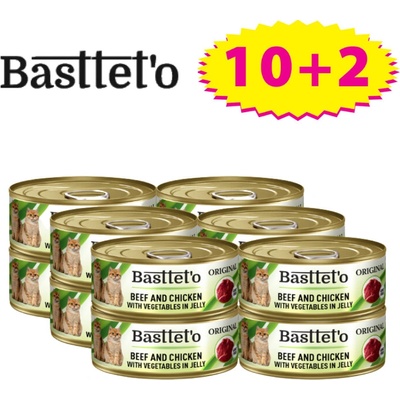 Basttet'o Original Beef & Chicken & Vegetable Jell-O pre mačky 12 x 85 g