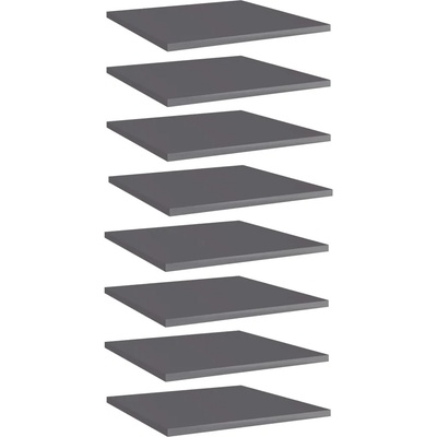 vidaXL Рафтове, 8 бр, сив гланц, 40x40x1, 5 см, инженерно дърво (805185)