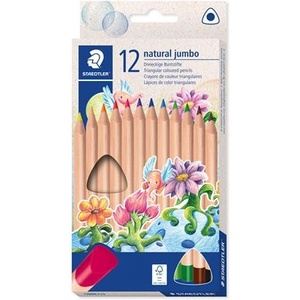 STAEDTLER Комплект цветни моливи, триъгълни, дебели, STAEDTLER „Noris natural jumbo 1280N, 12 цвята 1280N C12 (1280N C12)