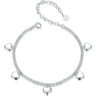 Grace Silver Jewellery stříbrný náramek s přívěsky ve tvaru srdce NR-BSB190/34 stříbrná