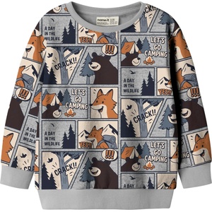 Name it Детска блуза с дълъг ръкав Name it Kid's Oswaldy L/S Sweatshirt Jumper - Grey Melange - размер 98 (EU) (704-6368-0112)