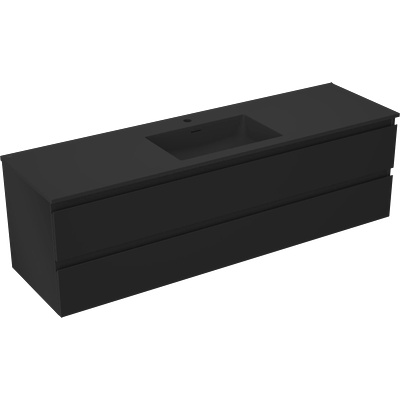 Mexen Orio шкаф за баня 160 см с мивка Otis, 2 чекмеджета, черен мат - 91A10-16047-2-BFF71-W18M71 (91A10-16047-2-BFF71-W18M71)