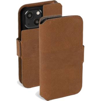 Krusell Калъф Krusell - Leather Wallet, iPhone 13 mini, кафяв (7394090623977)