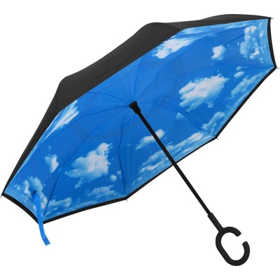 vidaXL Чадър C-образна дръжка черен 108 см (149142)