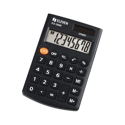 Eleven kalkulačka SLD200NR, čierna, vrecková, osemmiestna