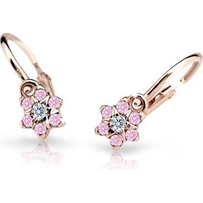 Danfil detské náušnice kvetiny C2152 zo ružového zlata pink brizura