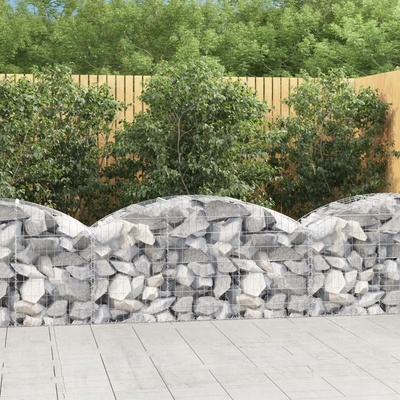 vidaXL Klenutý gabionový koš 150 x 30 x 140/160 cm pozinkované železo Velikost: 200 x 50 x 180/200 cm