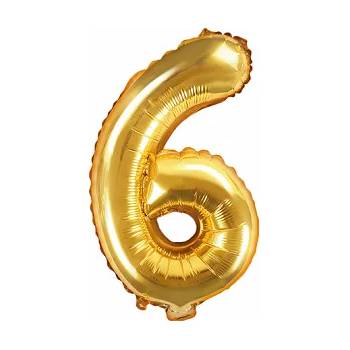 Image 1 of PartyDeco Балон от фолио Mini - число 6 златен 35 см