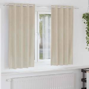 Pure Line Home Кадифени завеси в цвят светлобежов с метални халки, 2 бр. , 140 x 175 см