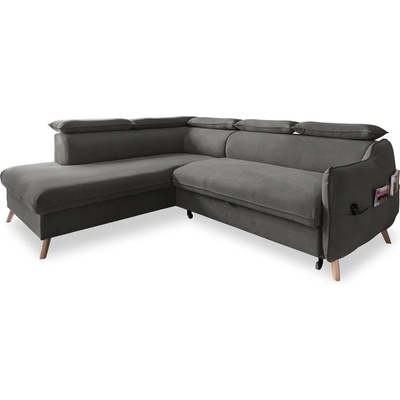 Miuform Тъмносив ъглов разтегателен диван от кадифе (ляв ъгъл) Sweet Harmony - Miuform (830MO247)