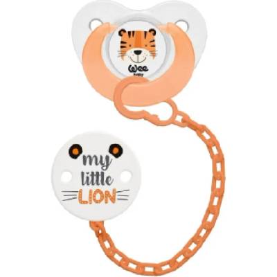 Wee Baby Силиконова залъгалка и верижка Wee Baby, 6-18 месеца, оранжева (372)