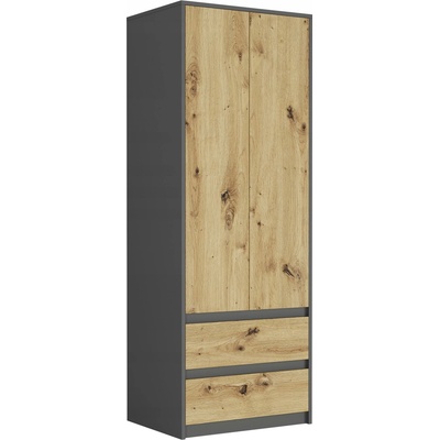 Framire Dvoudveřová skříň Modern B6 se 2 šuplíky antracit mix artisan 180 x 63 x 55 cm – Zboží Dáma