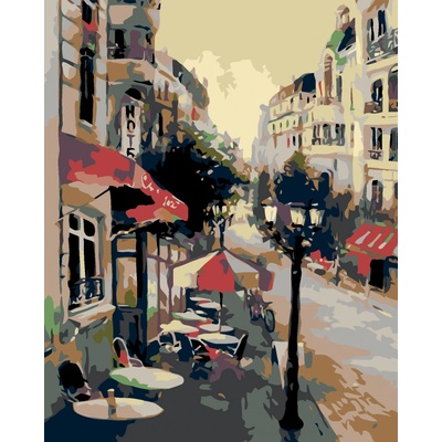 zuty Malování podle čísel Sezení před hotelem 80 x 100 cm bez rámu a bez vypnutí plátna