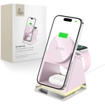 Tech-Protect QI15W-A43 3в1 магнитно MagSafe безжично зарядно baby pink (5906302380190)