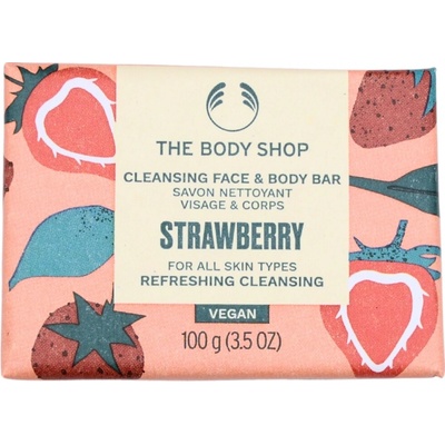 The Body Shop tuhé mýdlo na obličej a tělo Strawberry Cleansing Face & Body Bar 100 g
