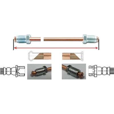 WP WP-906 Brzdová trubka 600 mm SF - DF měděná 4,75 mm, holendr M10 x 1 mm (WP-906)