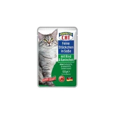 Perfecto Cat hovězí & králík jemné kousky v omáčce 100 g