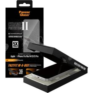 Panzer Стъклен протектор PanzerGlass за iPhone 17e/16e/14/13/13 Pro, Ceramic, UWF w. Fastfit in-a-box